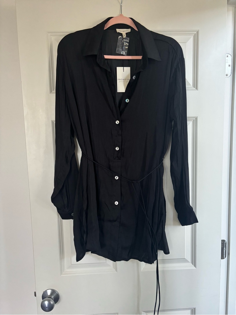 Vici Black Button-Front Long Sleeve Jumpsuit Romper